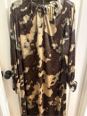MELLODAY Brown and Cream Long Sleeve Maxi Dress